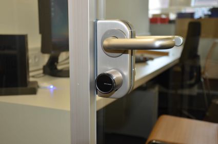 An electronic door lock at the Freiburg University.